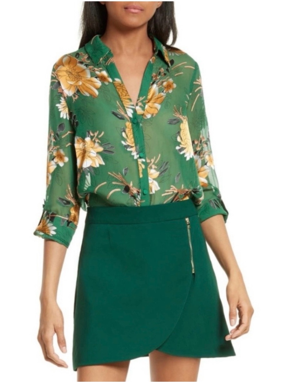 Alice + Olivia Green Mini Skirt
